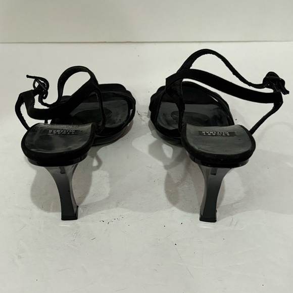 STUART WEITZMAN Women’s Black Velvet Strappy Leather Soles Heels - size 7 - Picture 4 of 6